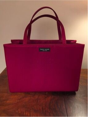 Vintage 90s Kate Spade "Sam" Classic Nylon Top Handle Tote, Deep Red